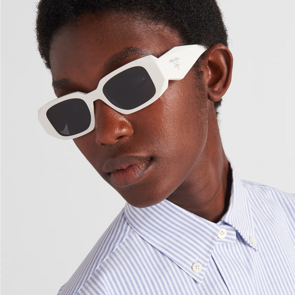 BNWT Prada rectangle sunglasses in white & dark grey $517 main image 13